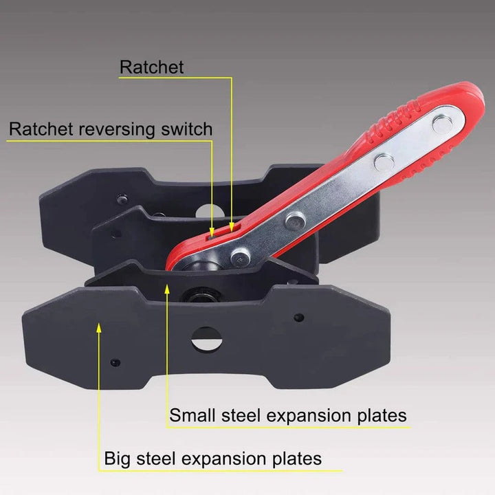 Universal disc brake caliper piston compressor with ratchet action for efficient auto repair.