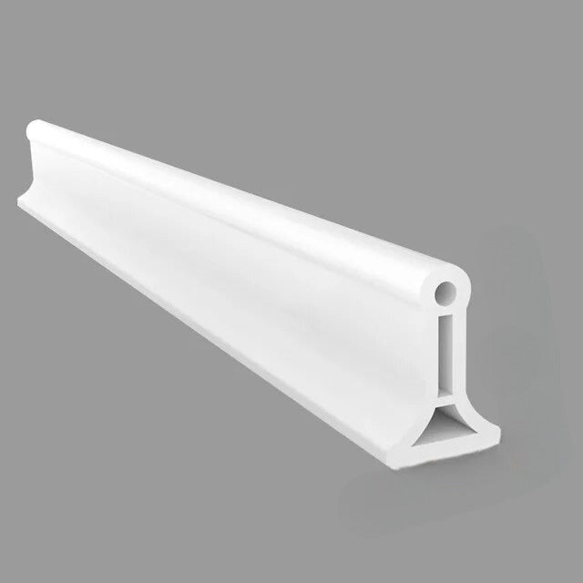 Universal silicone shower barrier keeps bathroom floors dry & safe from water.