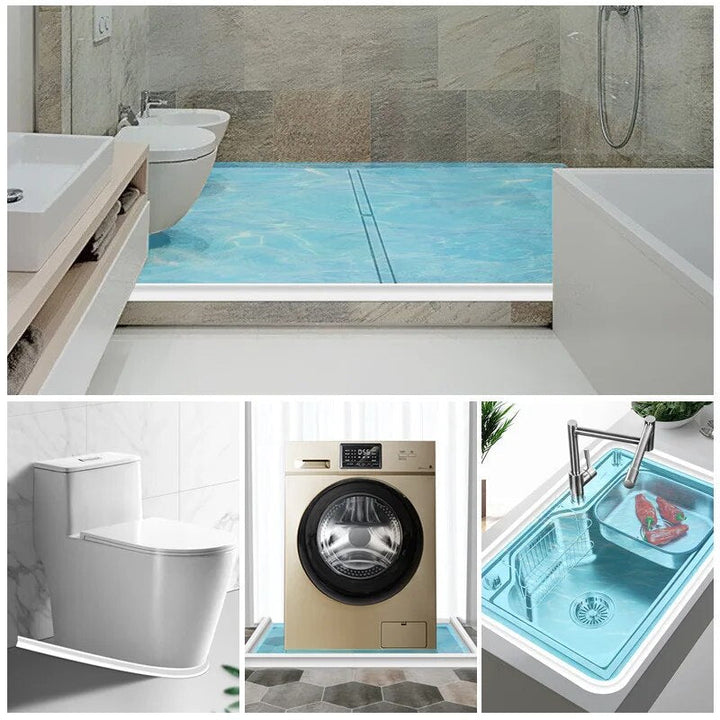 Durable silicone water dam ensures dry bathroom floors & prevents slips from shower overflow.