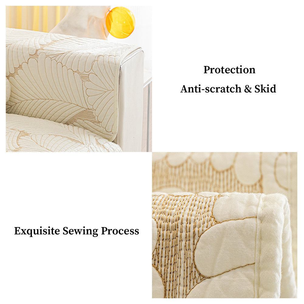Cotton universal sofa protector, anti-slip technology, safeguards furniture from daily wear & pet fur.