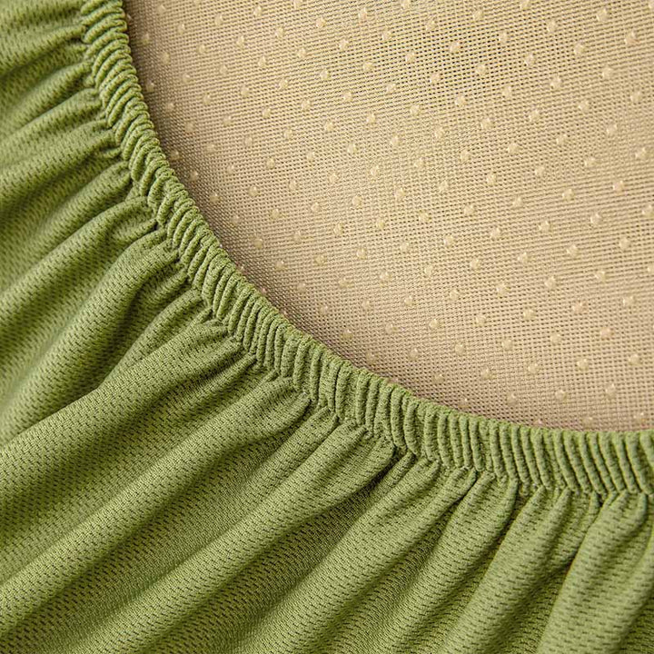 Washable universal stretch couch cover, herringbone chenille in cream, ideal for busy households