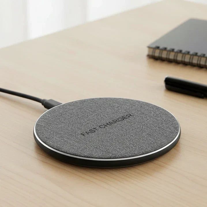 Universal Wireless Charging Pad for iPhone, Android, & AirPods. Qi-compatible fast charging desk accessory.