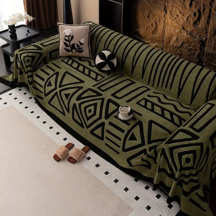 Stylish Urban Maze jacquard sofa cover in modern pattern, enhancing living room home decor with slipcover protection.