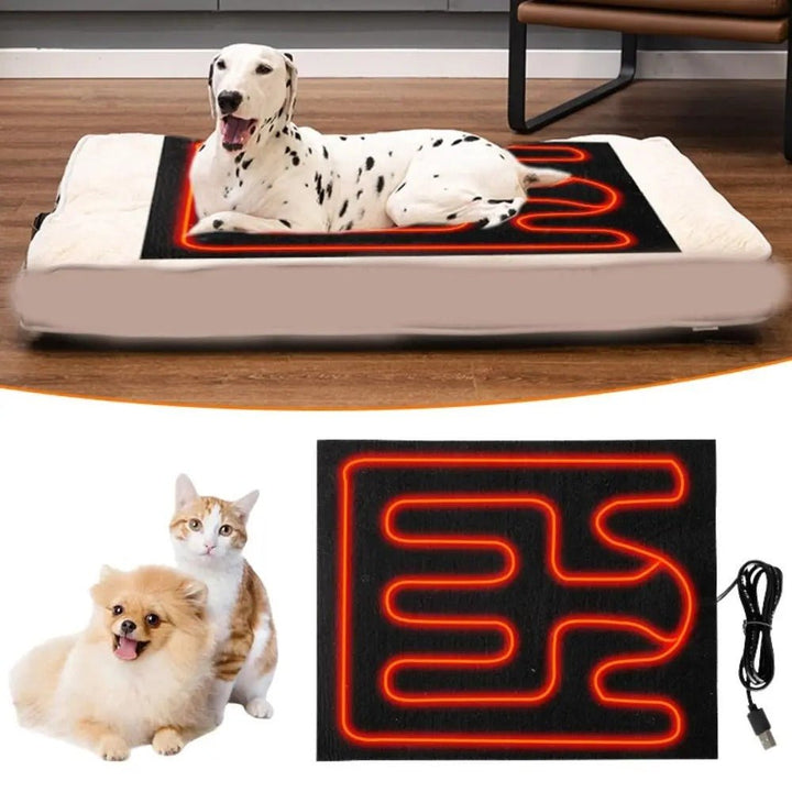 USB heated pet mat for dogs and cats, waterproof and portable for indoor/outdoor animal comfort