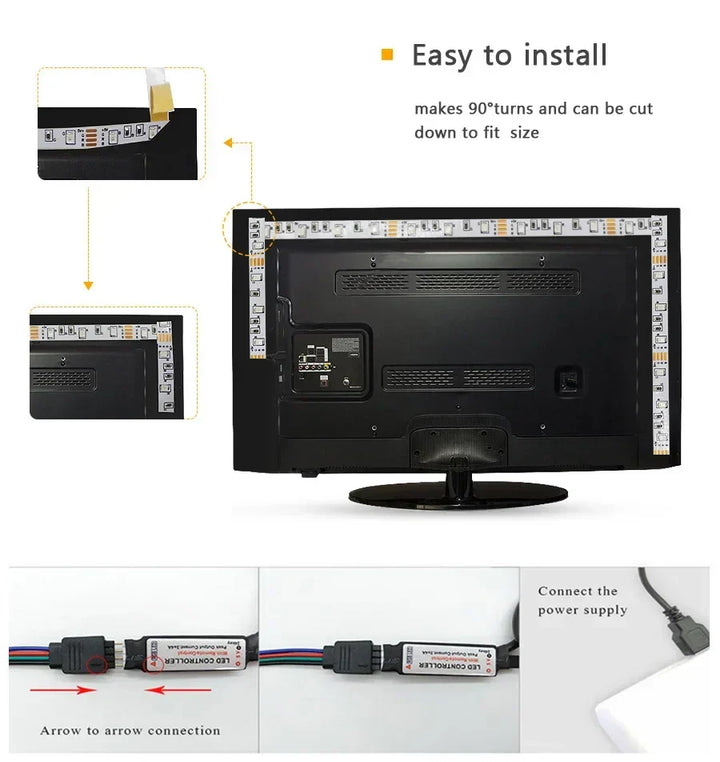 Versatile RGB LED strip, USB light for vibrant room decor & immersive TV experiences.