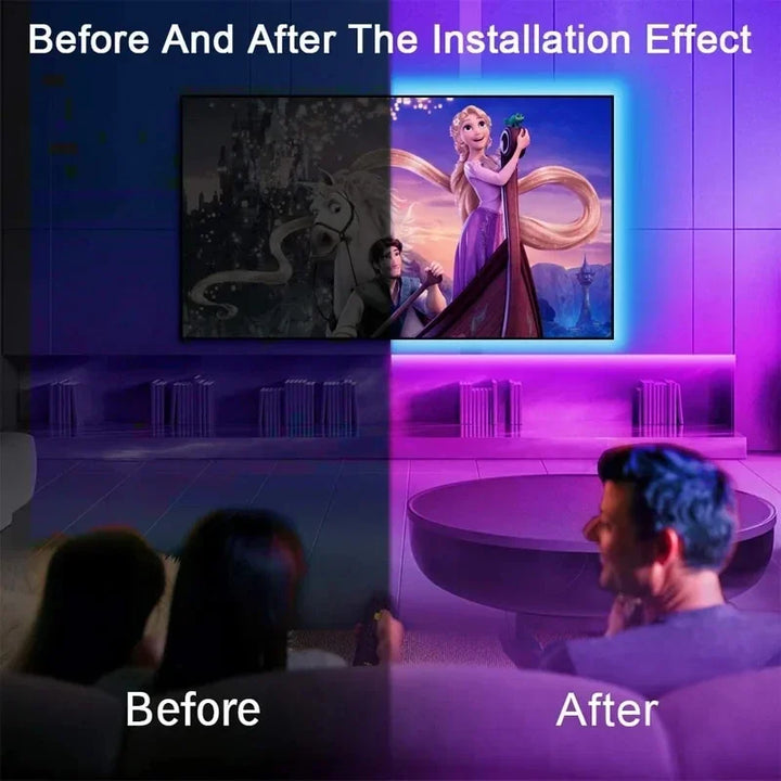Smart RGB LED strip lights, ideal for dynamic room decor and accent lighting. USB powered.