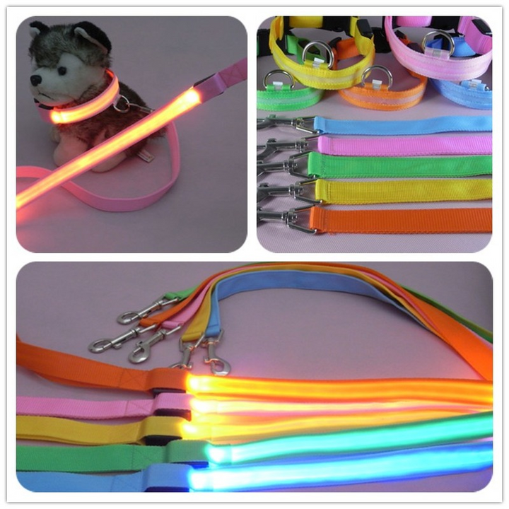 Ergonomic handle of a flashing LED dog leash, showcasing its rechargeable feature.
