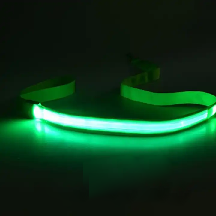 Assortment of colorful LED dog leashes, all USB rechargeable for pet night safety.