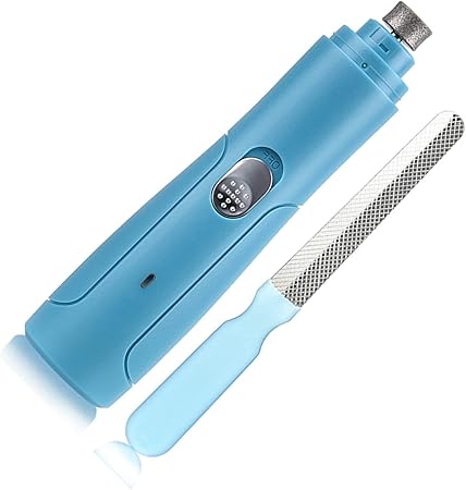 USB rechargeable pet nail grinder with LED light, perfect for accurate dog and cat paw grooming.