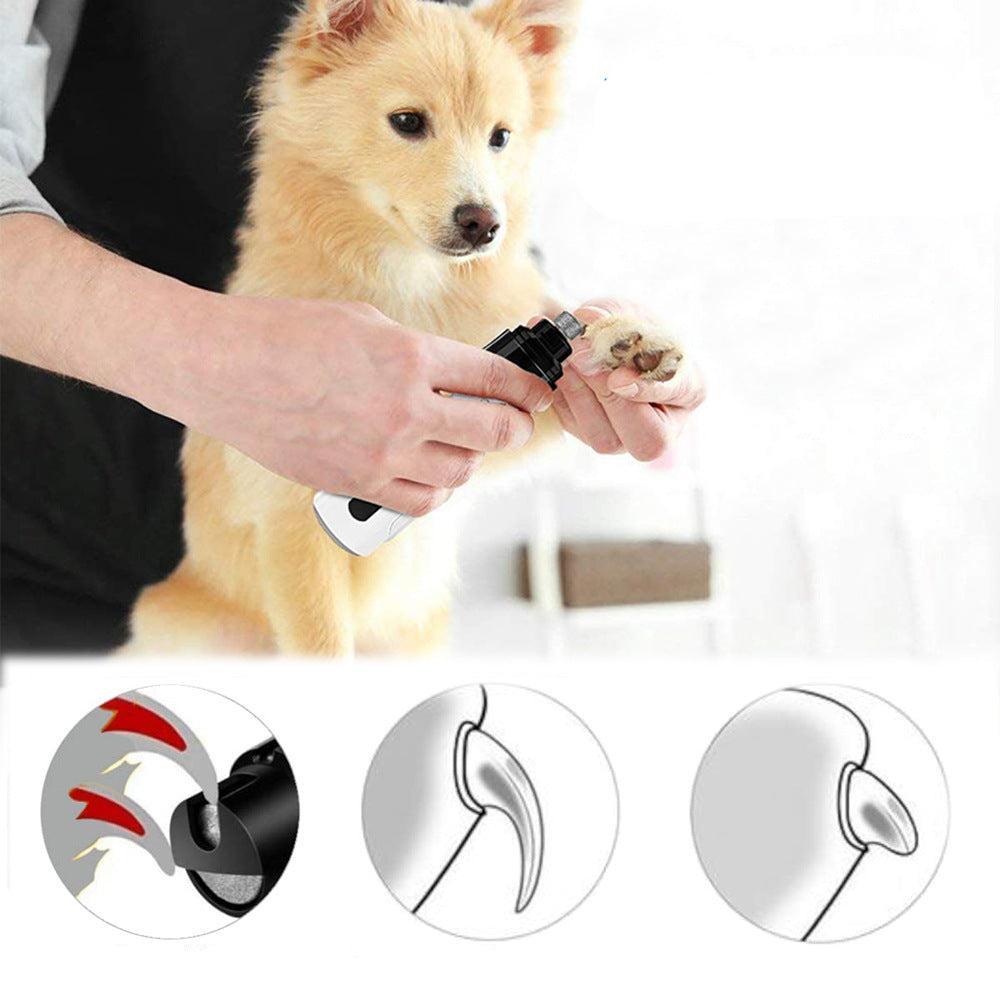 Quiet electric dog and cat nail trimmer with LED illumination for easy pet grooming