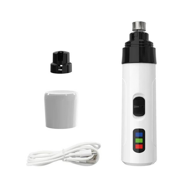 Electric pet nail file with LED light, quiet operation, USB rechargeable for pet health