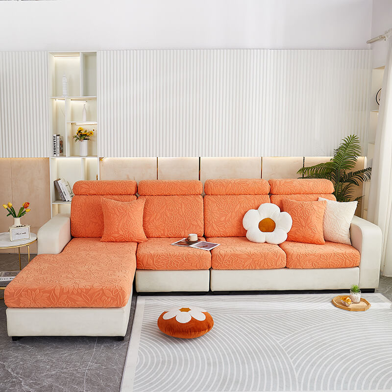 Machine washable velvet floral sofa slipcover, perfect for easy maintenance and home decor