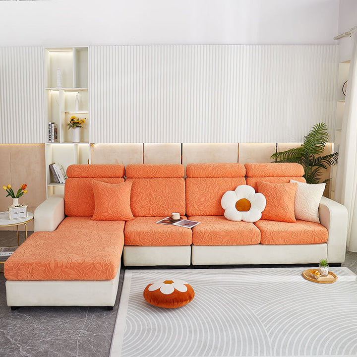 Machine washable velvet floral sofa slipcover, perfect for easy maintenance and home decor