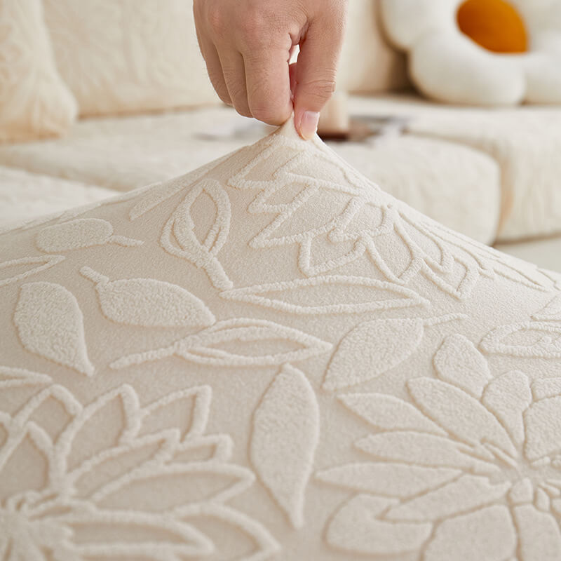 Pet-friendly velvet stretch floral sofa cover, durable and washable furniture protector