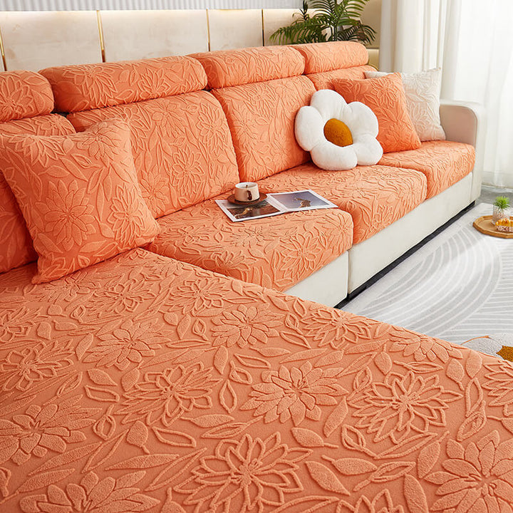 Stretch velvet floral sofa slipcover available in multiple colors, home furniture protection