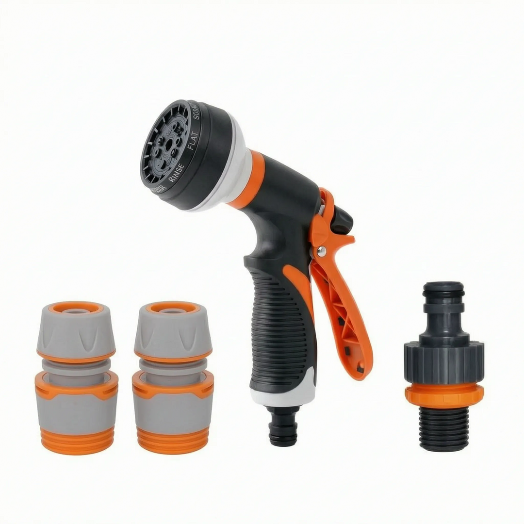 Easy-to-use 8-pattern water hose nozzle for all your gardening, car wash & outdoor cleaning needs.