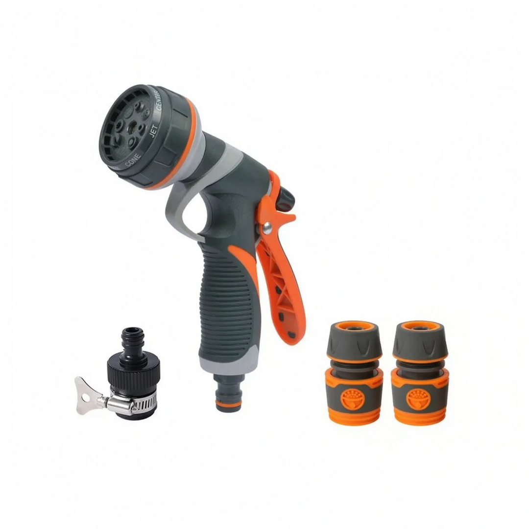 Versatile 8-pattern garden hose sprayer, perfect for gardening, outdoor cleaning, car washes.