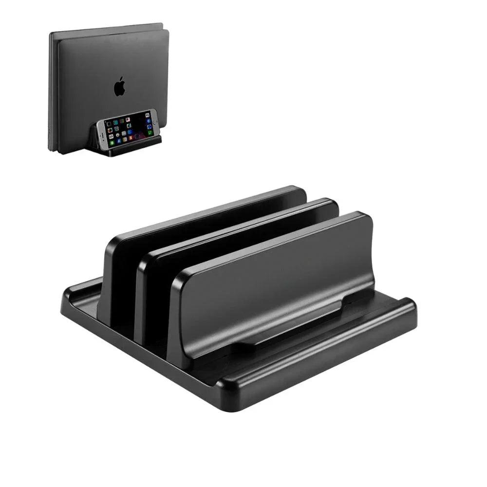 Compact vertical notebook holder and desk organizer, keeping your laptop upright for a tidy and efficient workspace.