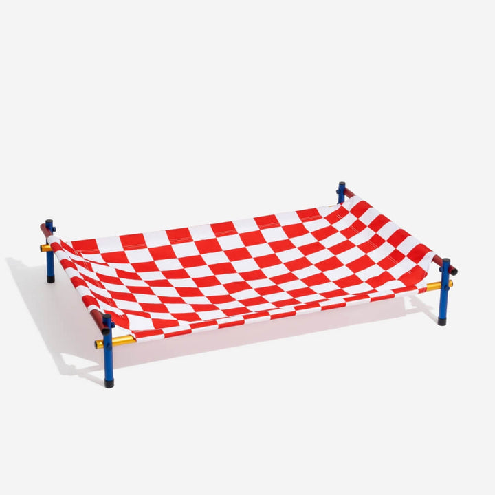 Vibrant summer print elevated dog bed, featuring breathable Oxford fabric and an aluminum frame.