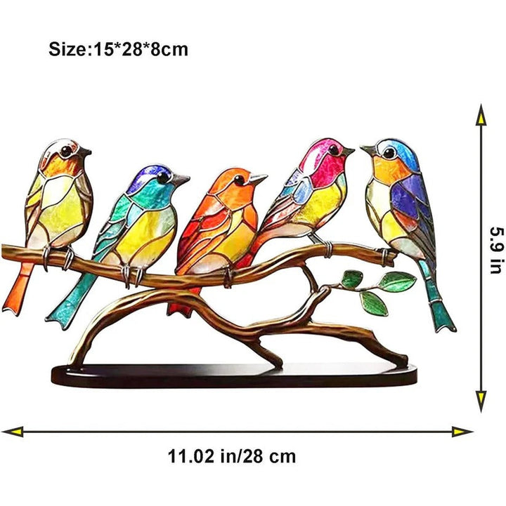 Decorative stained glass bird suncatcher, a beautiful handmade art decor piece for windows & homes.