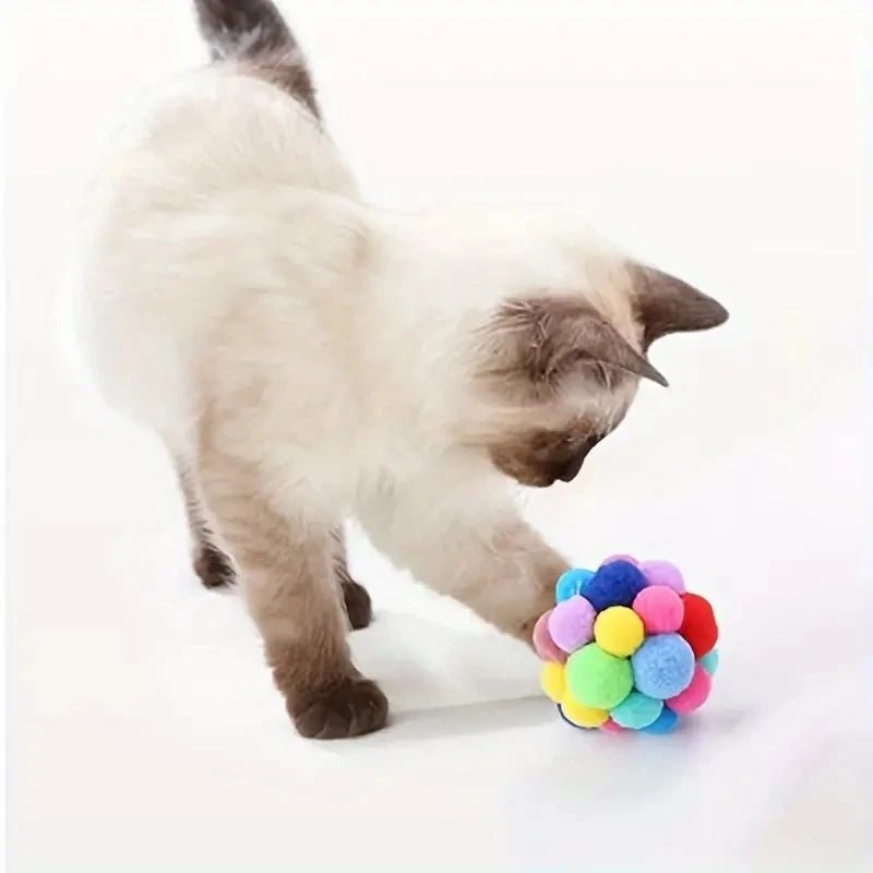 Bundle of bright plush cat balls for active play, providing engaging fun and soft texture for pets.