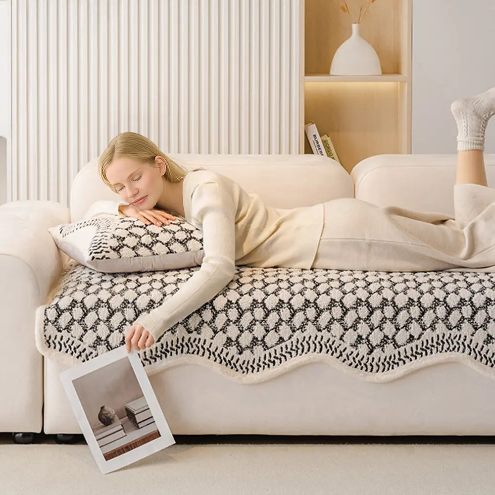 Pet friendly vintage chenille sofa protector, designed for durability against scratches