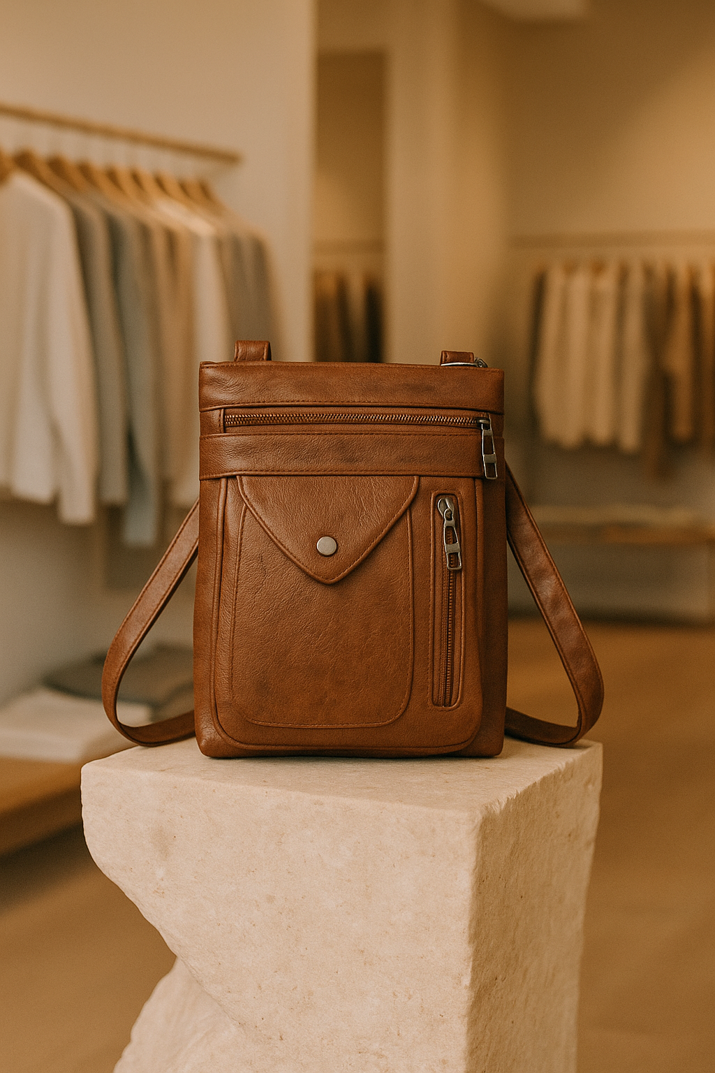 Vintage faux leather crossbody bag for women, perfect for everyday classic style.