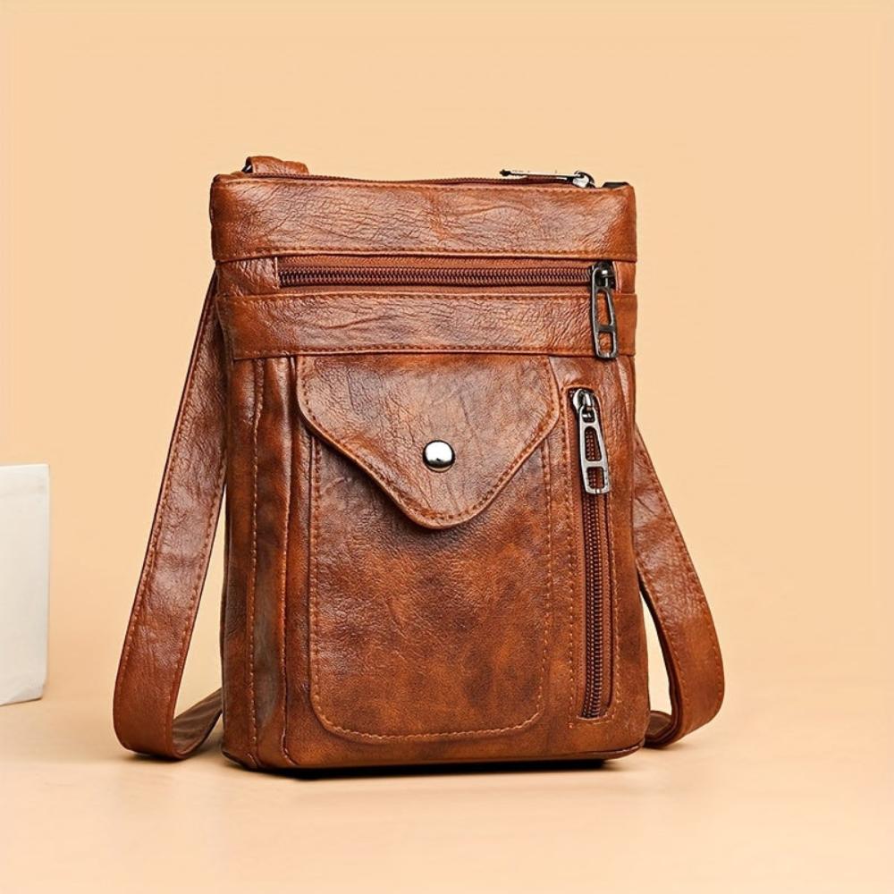 Everyday women's vintage crossbody bag, faux leather shoulder bag for timeless style.