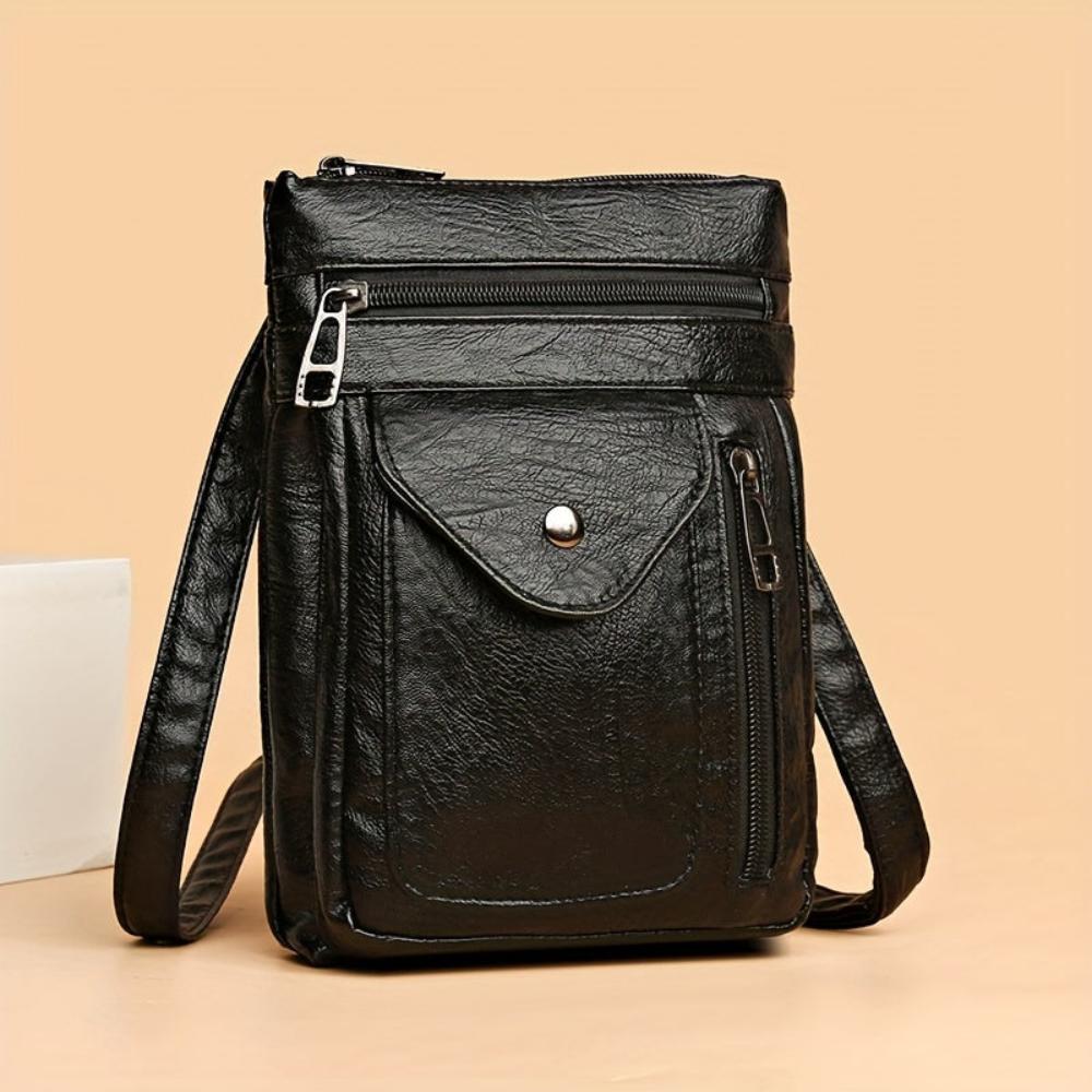 Classic faux leather vintage crossbody bag for women's everyday fashion.