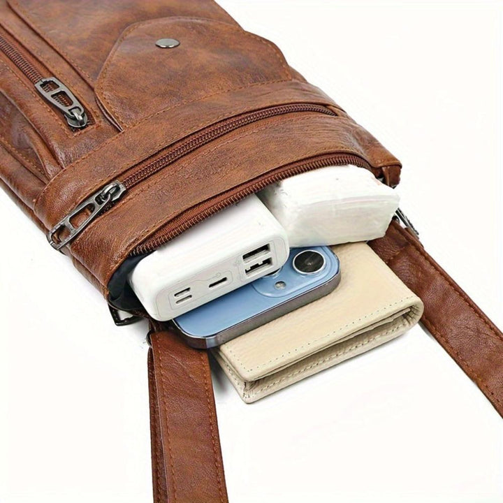 Timeless women's vintage crossbody bag, faux leather shoulder bag for daily use.