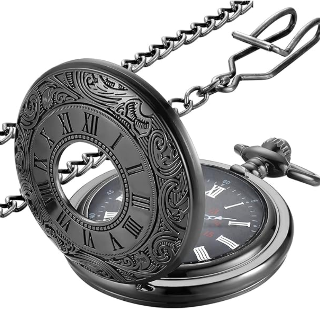 Classic vintage pocket watch, Roman numeral display, a sophisticated men's & women's accessory.