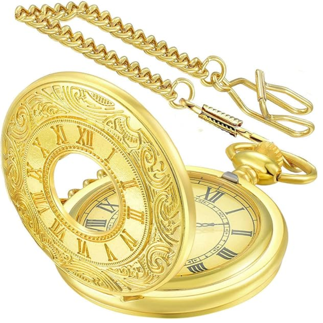 Unisex Roman numeral pocket watch, vintage charm, perfect gift for antique style enthusiasts.