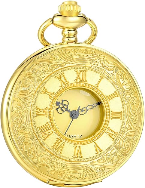 Stylish black Roman numeral pocket watch, a retro fashion accessory for men & women.