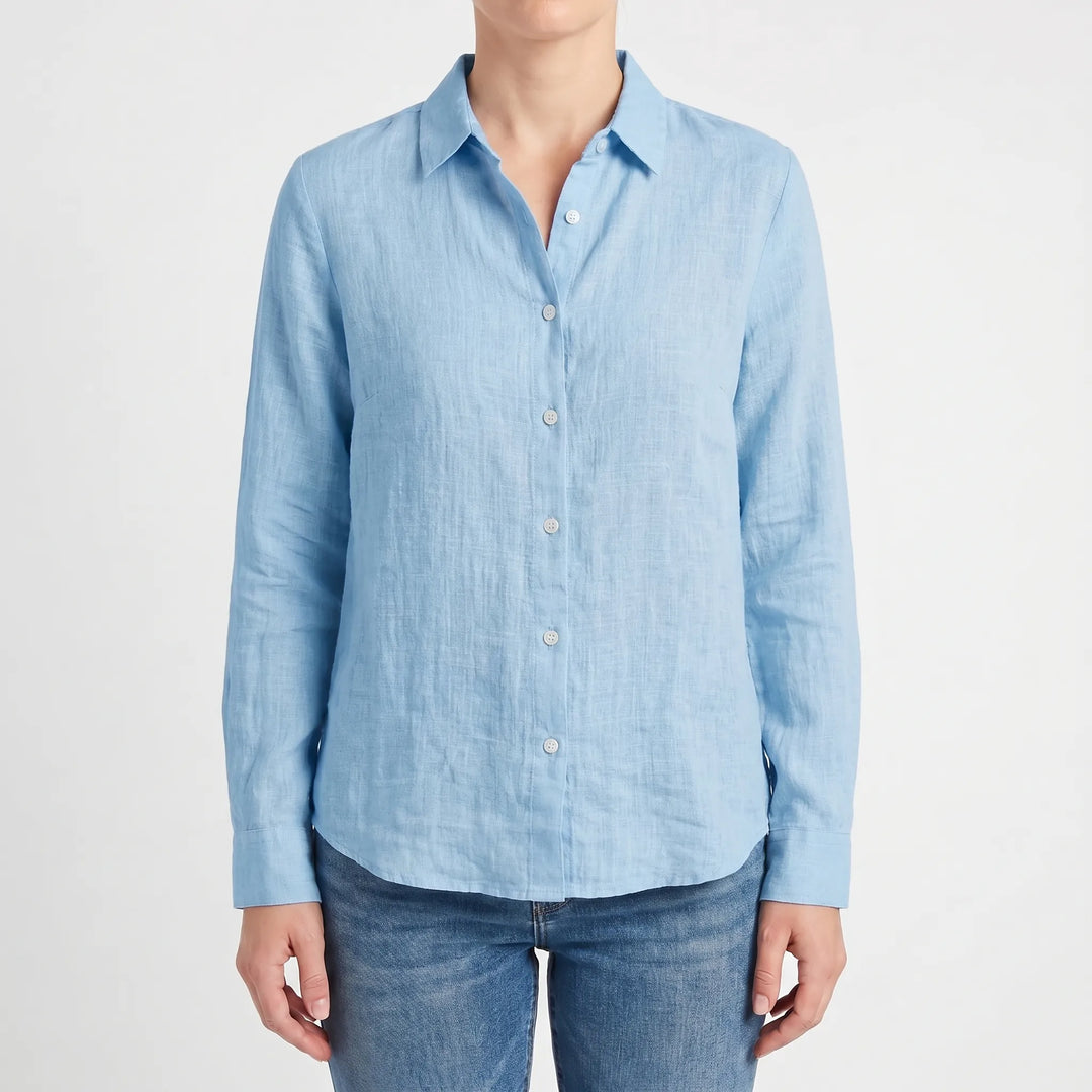 Stylish Viola women's summer blouse. Long-sleeve, button-up, and lightweight for effortless warm-weather wear.