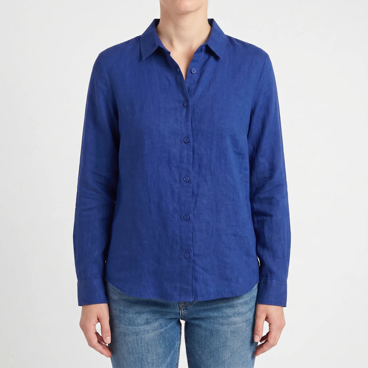 Versatile Viola long-sleeve top. Women's collared blouse, perfect for casual or dressed-up spring looks.