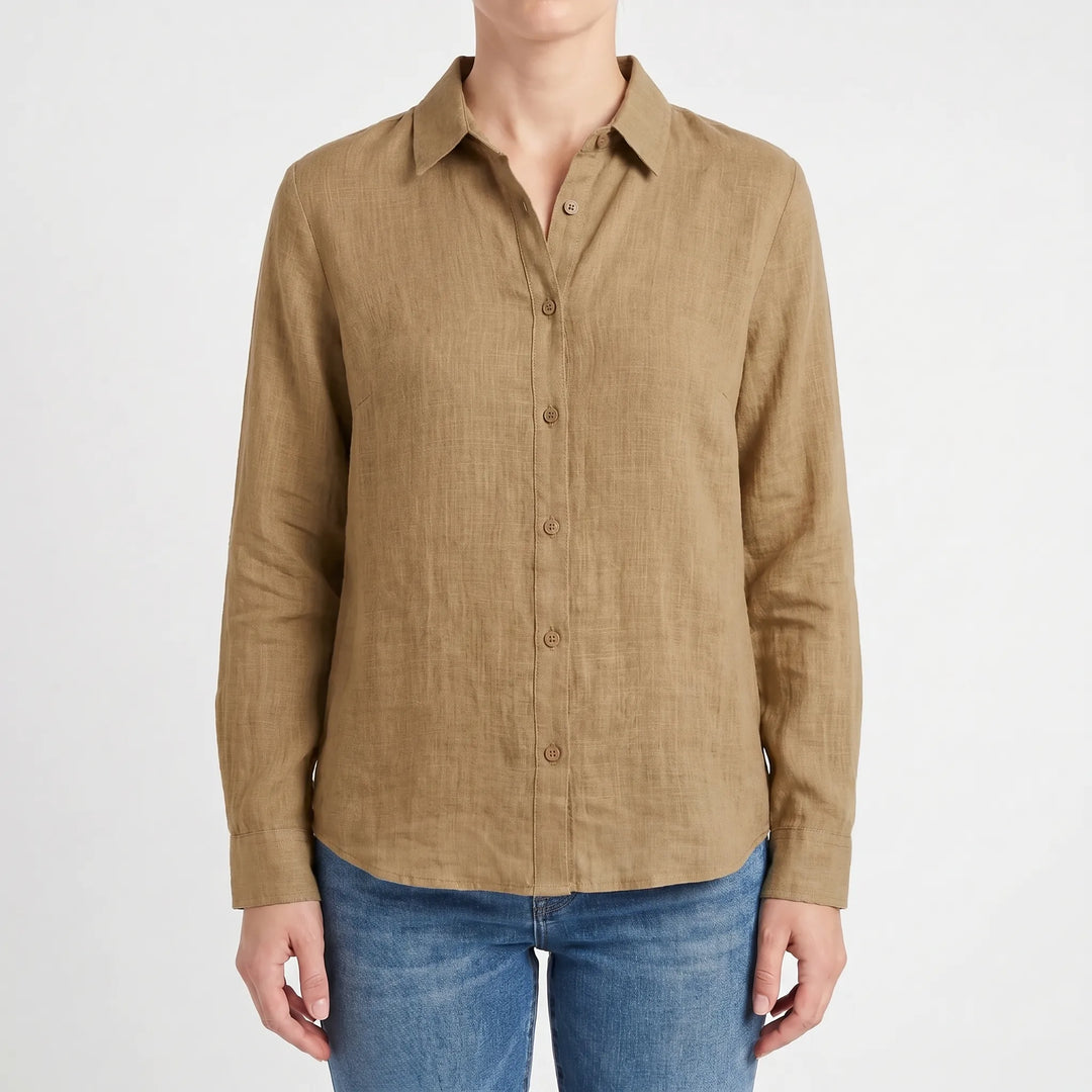 Women's Viola long-sleeve collared blouse. Button-up design, relaxed fit for ultimate comfort and style.