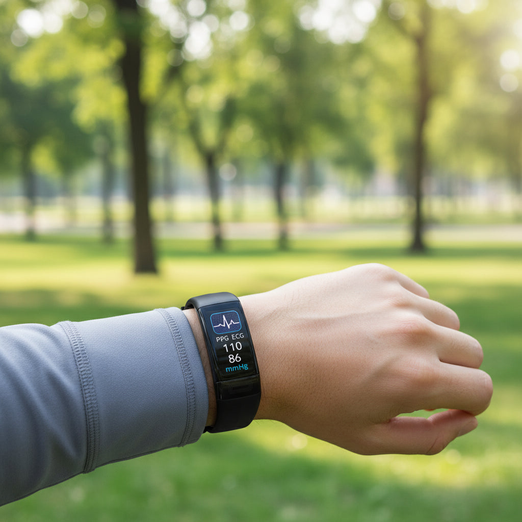 VitalBand Smart Armband: Unisex fitness tracker for ECG, blood pressure, heart rate monitoring, and daily wellness.