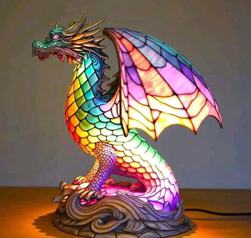 Turtle stained glass table lamp. Artistic animal decor, ambient home lighting, unique gift.