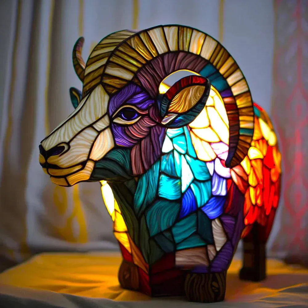 Decorative peacock stained glass table lamp. Wildlife art lighting, unique gift, home accent.