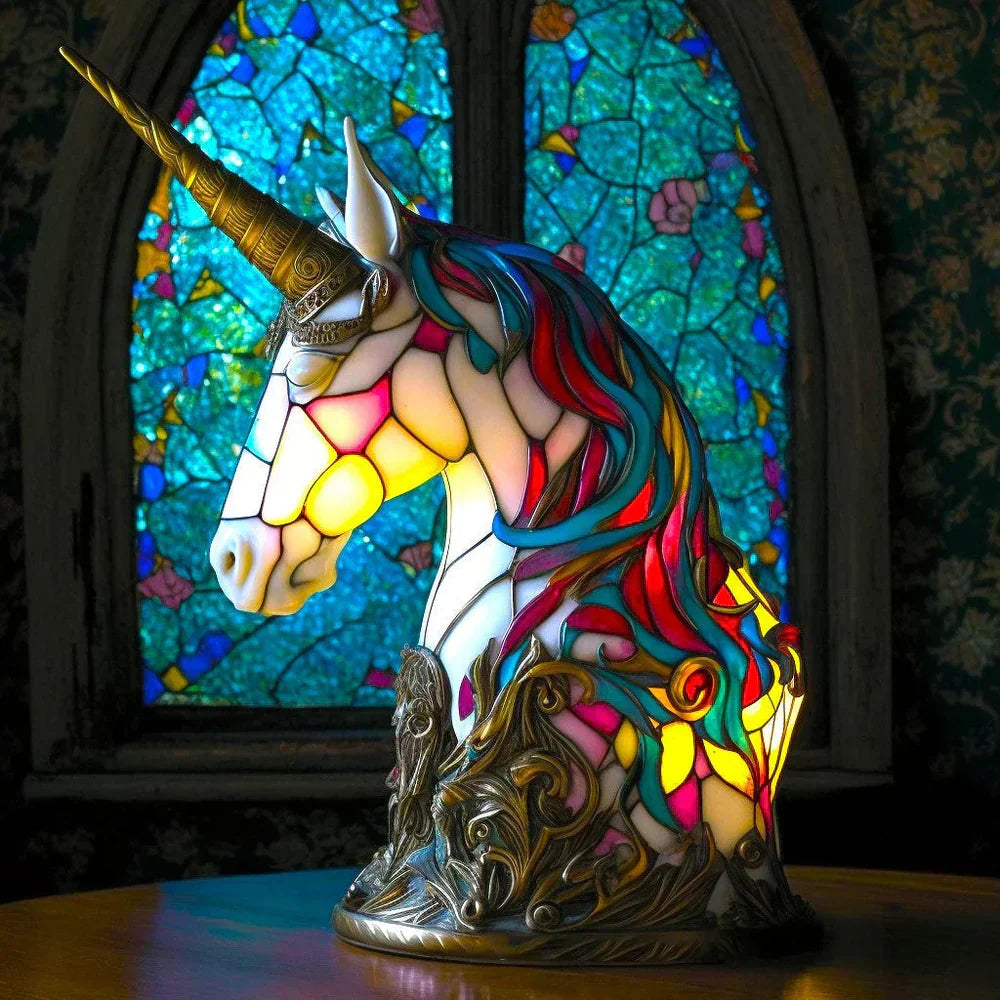 Unique dolphin stained glass lamp. Artistic animal decor, ambient lighting & special home accent.
