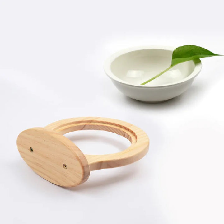 Stylish pet supplies: Wall mount cat feeder with a unique cloud-shaped wooden frame and dish