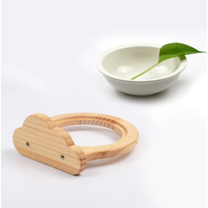 Space-saving wall-mounted cat food bowl, cloud design wooden frame for comfortable feeding