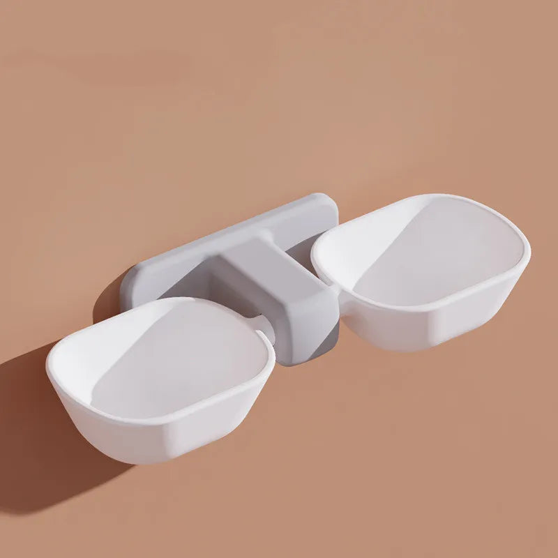 Home organization for pet owners: Wall mounted pet feeder bowls, frees up floor space.