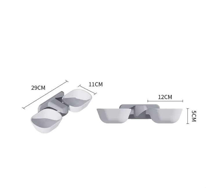 Two-bowl wall mounted pet feeder for convenient food and water access for your beloved pet.