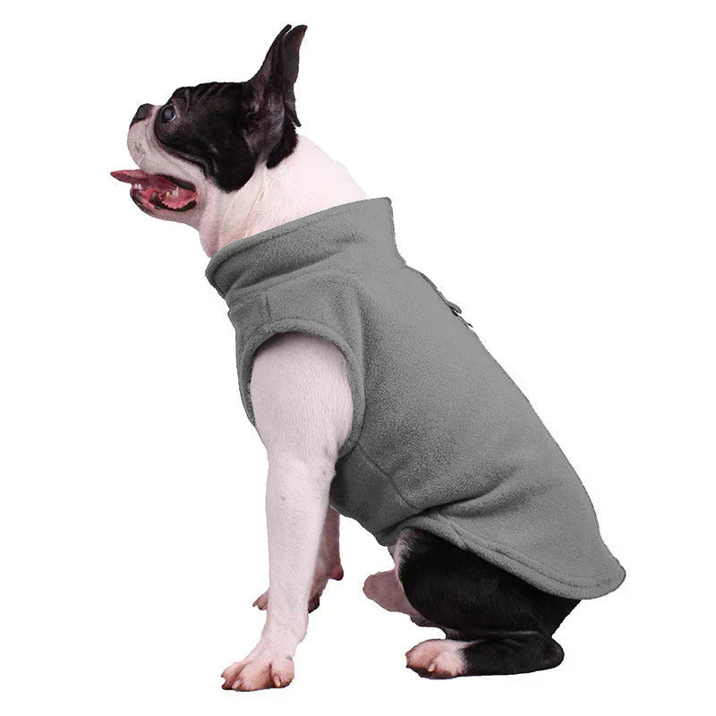 Purple all-weather dog jacket, fleece-lined for superior pet comfort