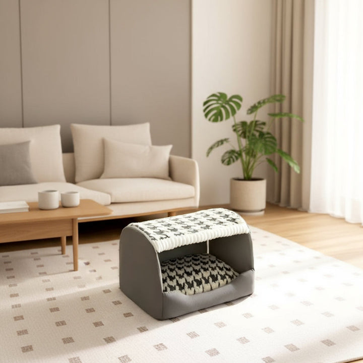 Warm, cozy pet canopy dog bed by Noko Pets with soft lining for ultimate comfort