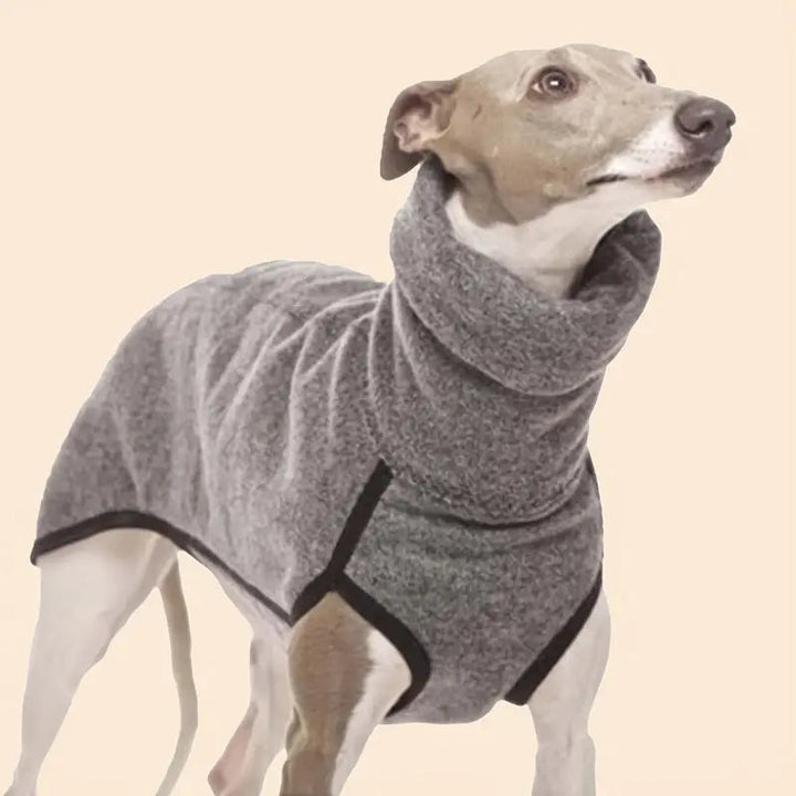 Cozy pet jacket, dark blue durable dog coat with turtleneck for winter warmth