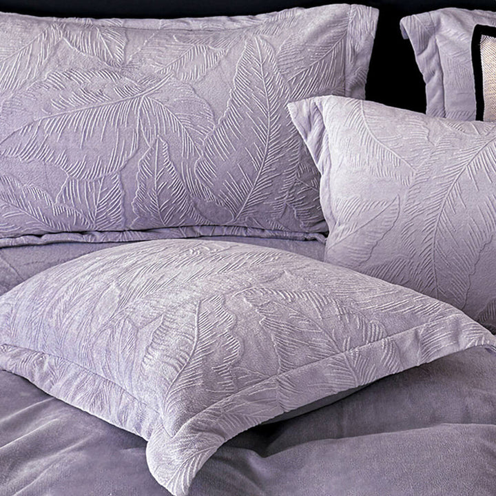 Milk velvet bedding with a beautiful embossed leaf pattern, ideal for cozy bedrooms.