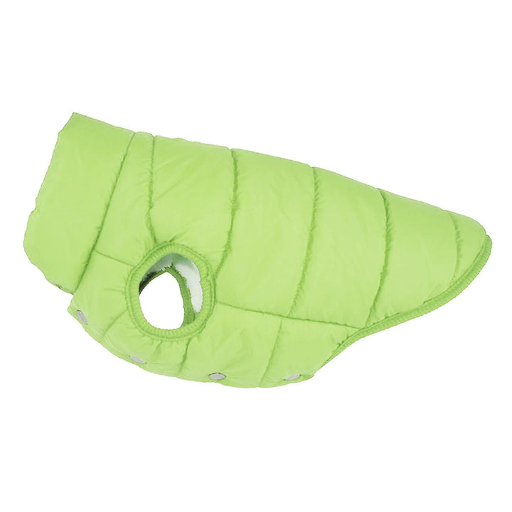Stylish dog vest in a winter design, providing ample warmth and freedom of movement for pets.