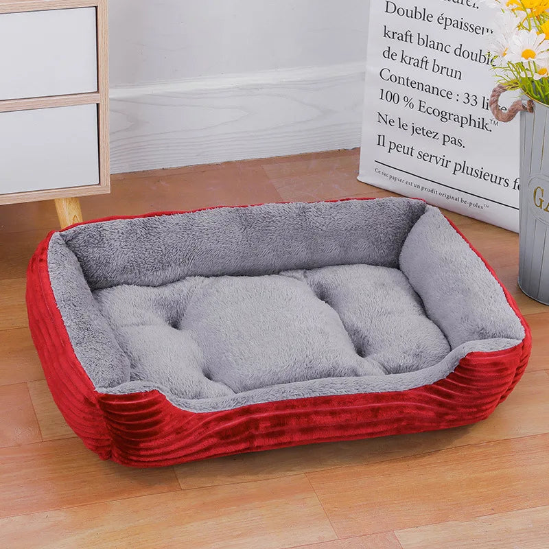 Durable waterproof pet bed close-up showing soft, easy-clean fabric, perfect for dog winter comfort.